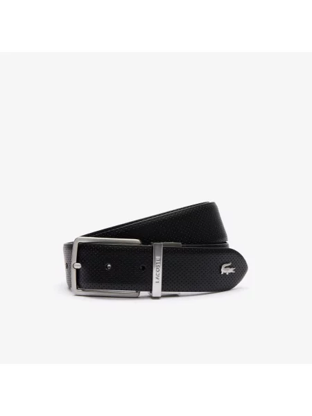 Lacoste Dwustronny Skórzany Pasek Czarny/Brązowy czarny