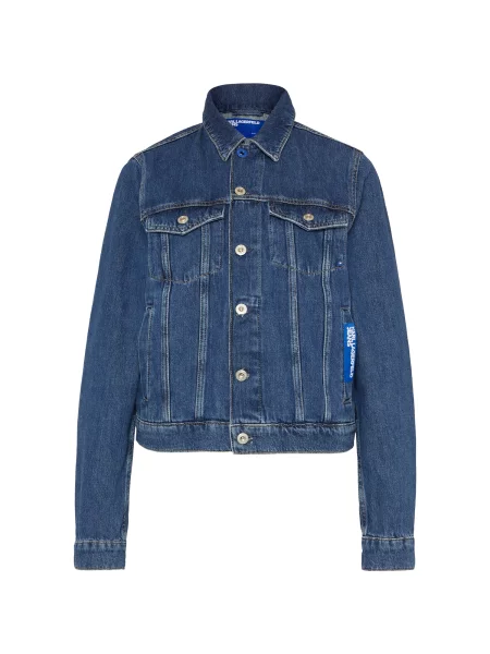 KARL LAGERFELD JEANS Přechodná bunda modrá džínovina bílá