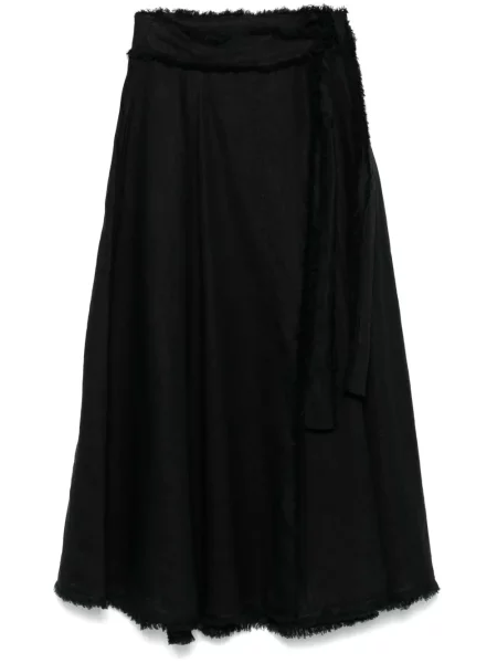 Fustă midi P.a.r.o.s.h. de in până la genunchi negru