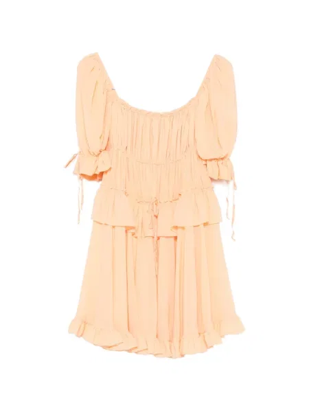 Rochie mini Chloé cu volane portocaliu