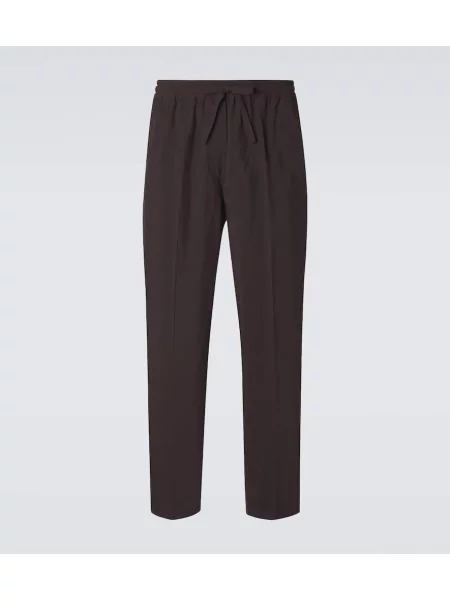 Hedvábné kalhoty Umit Benan hnědé