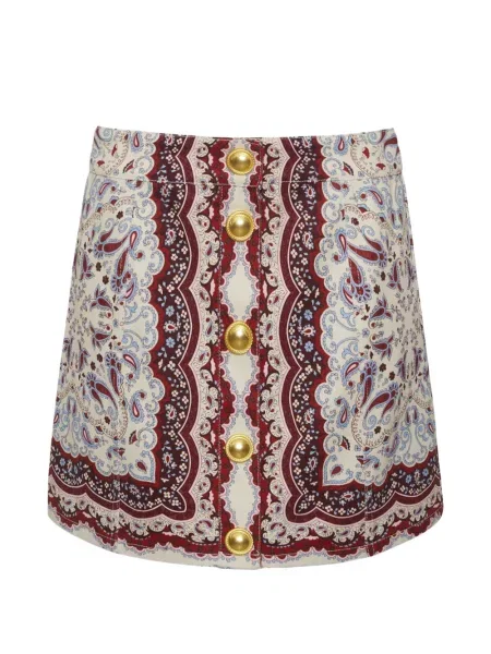 Fusta mini Cara Cara cu model paisley alb