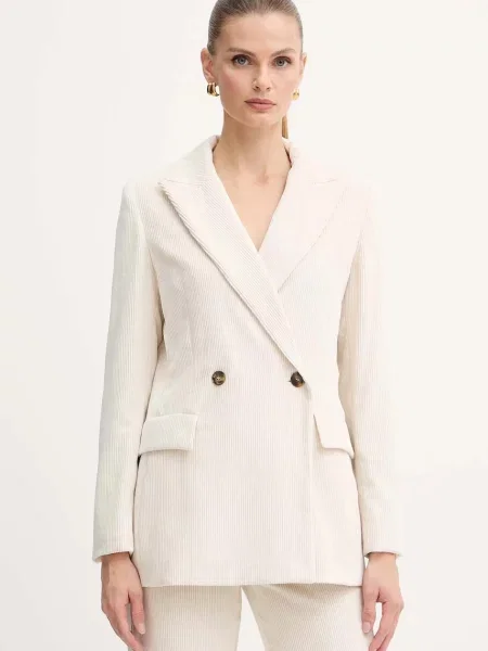 Marella geacă din velur Emme by Marella cu două rânduri de uni bej