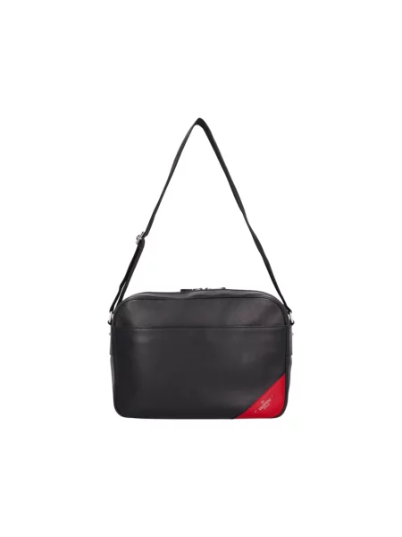 Lniana torba crossbody Valentino Garavani z logo czarna