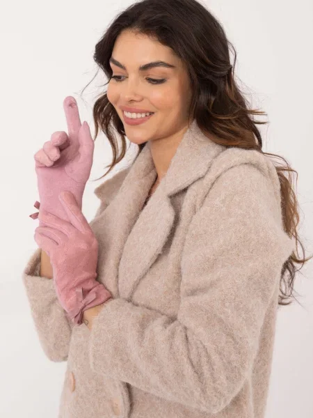 Mănuși Fashionhunters tricotate roz