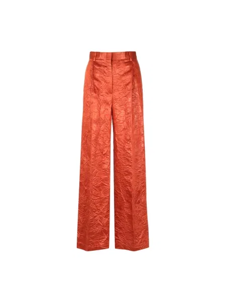 Satynowe spodnie Msgm pomarańczowe