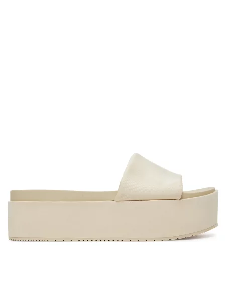 Šlepetės Calvin Klein Jeans Flatform Sandal Slide In Nylon Écru pilka