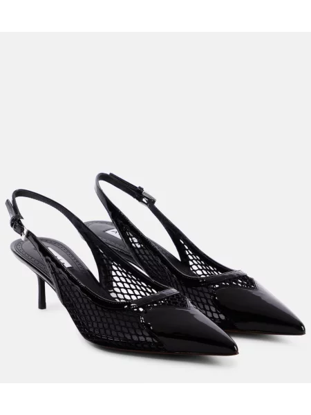 Lakierowana czółenka Alaã¯a skórzana z otwartą piętą czarna