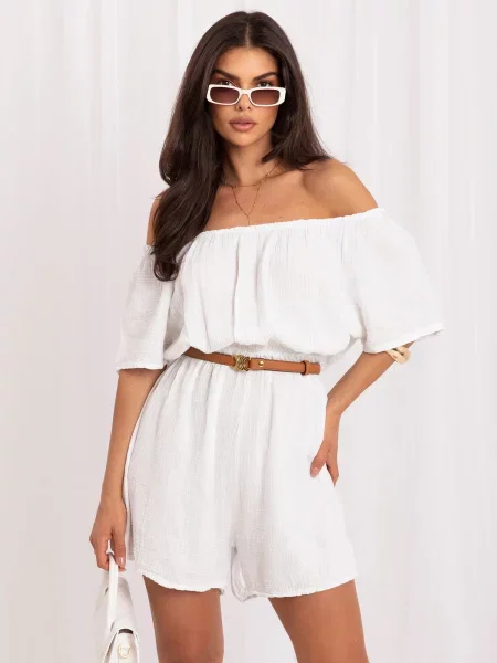 Salopetă Italy Moda din muselină alb