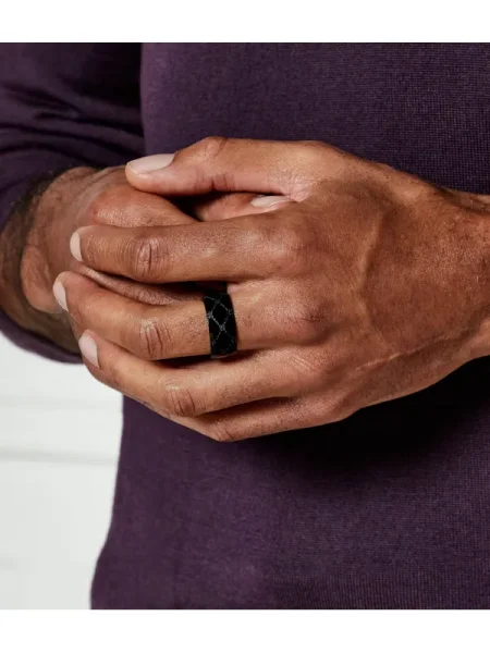 HUGO Inel E-MONOGRAMCHAIN-RIN negru