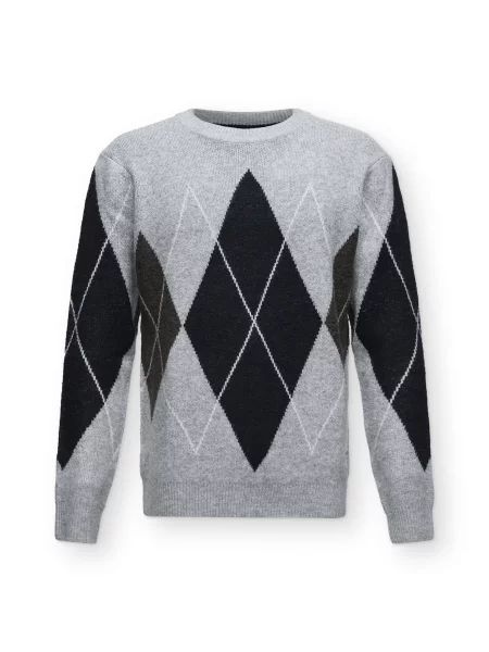 INDICODE JEANS Sveter Branmon námornícka modrá / tmavohnedá / sivá biela