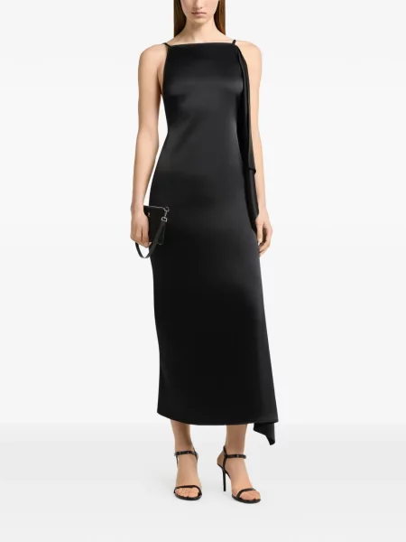 Rochie midi Courreges din satin drapată negru