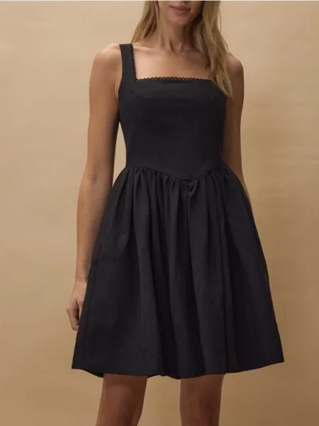 Reserved Sukienka mini z lnem czarny