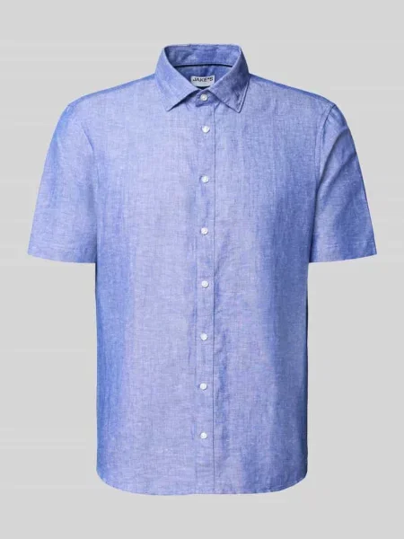 Koszula casualowa o kroju slim fit z mieszanki lnu Jake*s niebieska