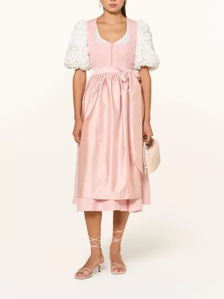 Wallmann Dirndl Halenka Z Kombinace Materiálů bílá