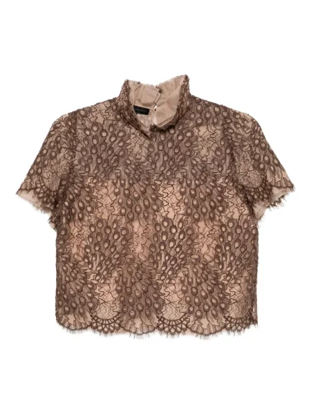 Top Shiatzy Chen cu imagine din dantelă maro