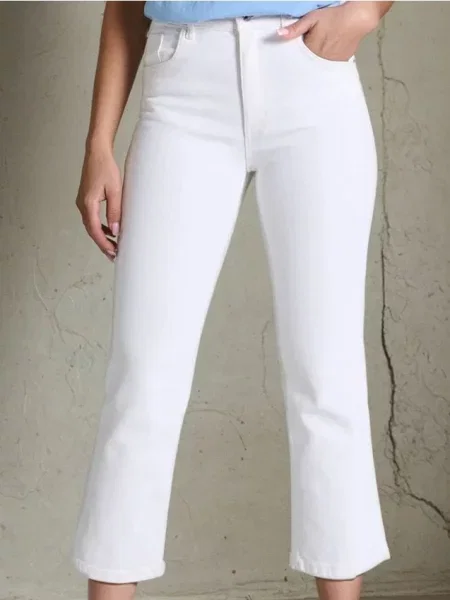 Джинси-кльош з високою талією білий