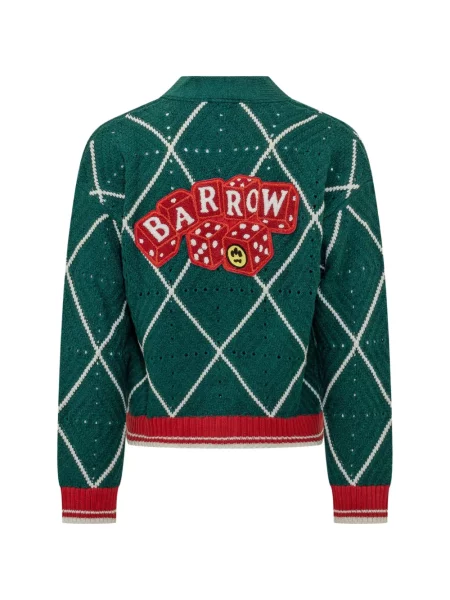 Cardigan Barrow tricotate cu model argyle cu autograf verde
