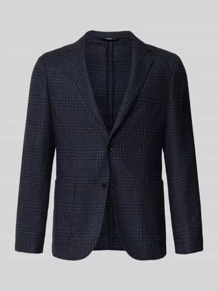 Marynarka o kroju slim fit z mieszanki żywej wełny model Boss granatowa