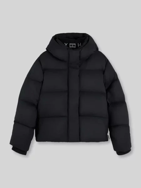 Kurtka puchowa o kroju regular fit z kapturem Tommy Hilfiger czarna