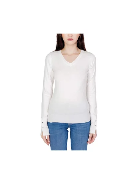 Długi lekki sweter Guess z długim rękawem biały