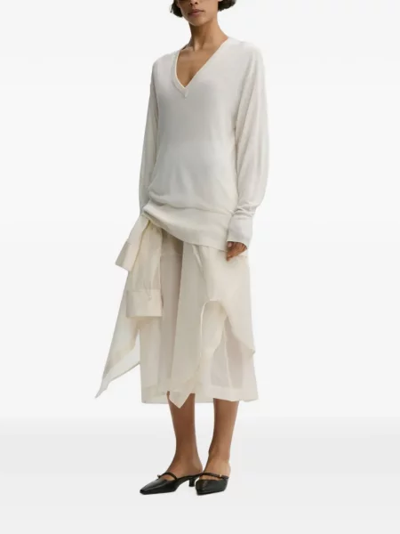 Lung pulover By Malene Birger cu decolteu în V alb