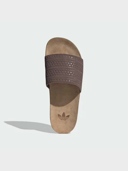 Кожаные шлепанцы Adidas коричневые
