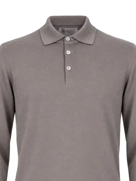 Lung tricou polo Brunello Cucinelli gri