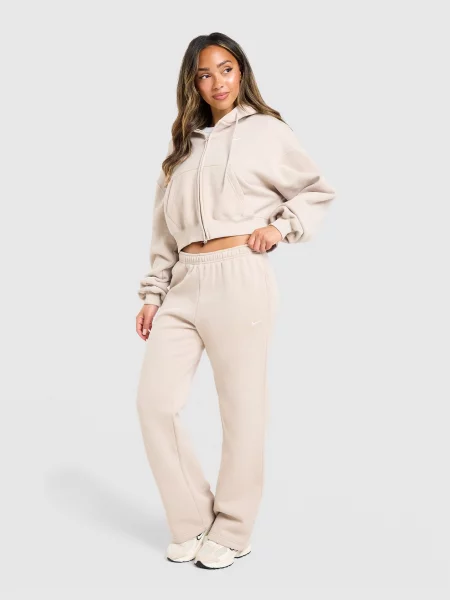 Nike Spodnie Studio Flc Mw Mr Std Oh beżowe