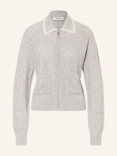 Sandro Sweter Z Ozdobnymi Perełkami grau szary