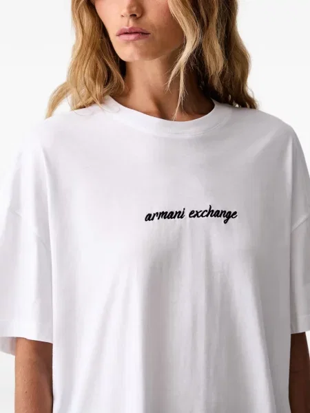 Tricou Armani Exchange cu broderie alb