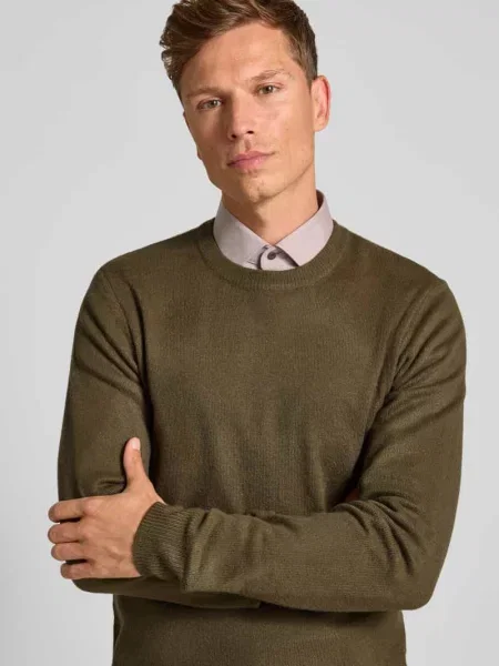 Sweter z dzianiny o kroju regular fit z okrągłym dekoltem model ‘Heine’ Casual Friday