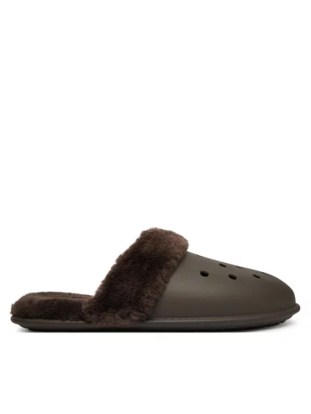 Crocs Naminės šlepetės Classic Fuzz Scuff ruda