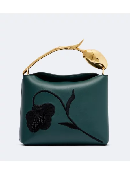 Top Erdem cu broderie din piele verde