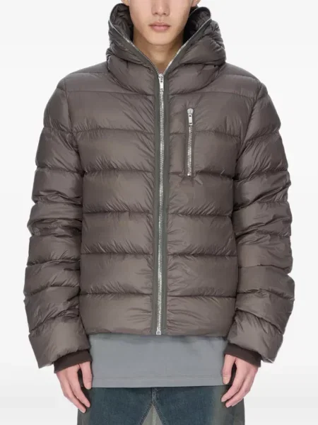 Geacă cu puf Rick Owens cu glugă maro