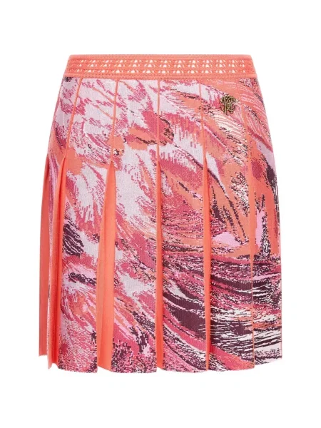 Fusta mini Roberto Cavalli cu imagine cu imprimeu abstract portocaliu