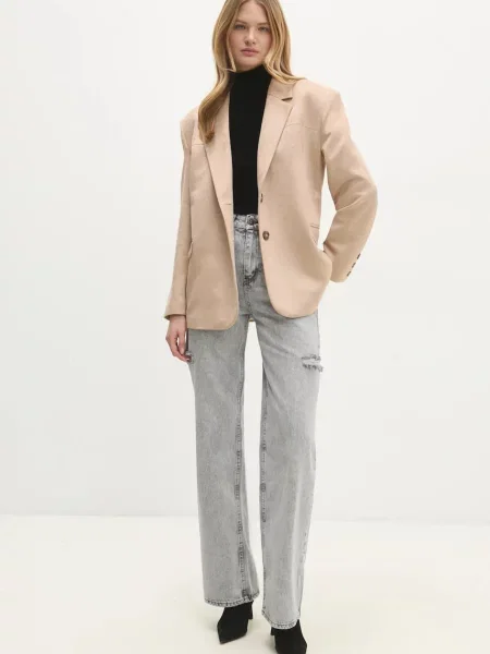 Однотонный пиджак Answear Lab бежевый