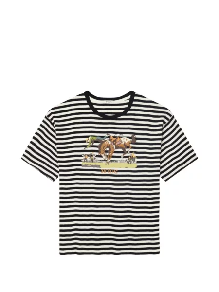 Tricou Bode cu dungi cu imagine alb