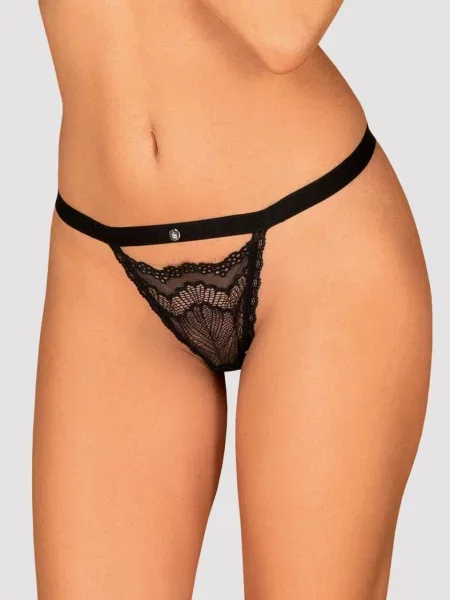 Трусики стринг с атласным бантиком Стринги_Obsessive_Isabellia чорні