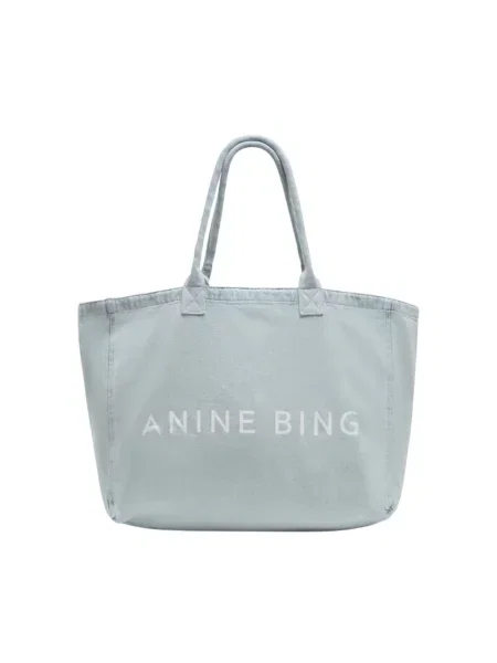 Anine Bing LEO DENIM TOTE LUCID BLUE torebka jeansowa niebieska