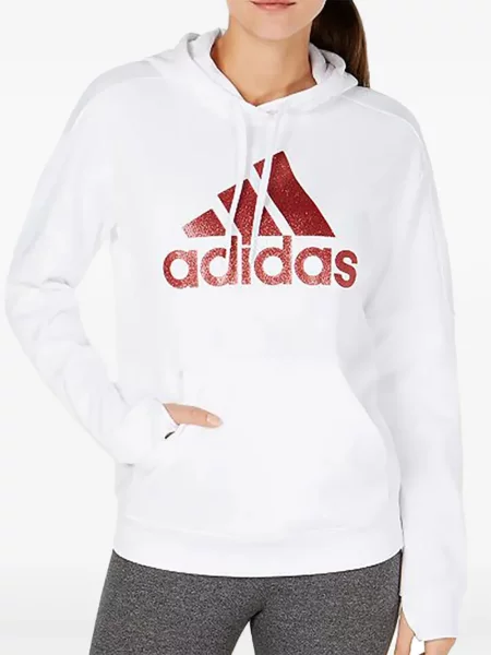 Legginsy Adidas do biegania z nadrukiem z dekoltem w serek czerwone