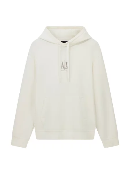 Armani Exchange bluza z kapturem z aplikacją biały