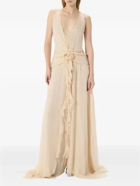 Rochie maxi Blumarine cu volane roz
