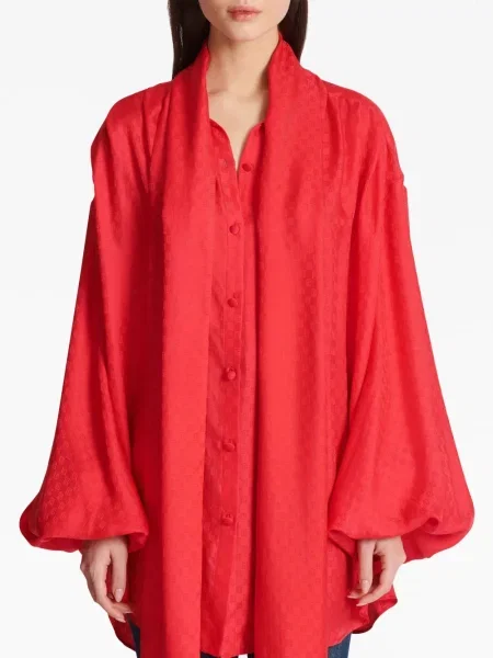 Копринена риза Balmain червено