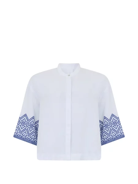 Cămașă 120% Lino cu broderie alb