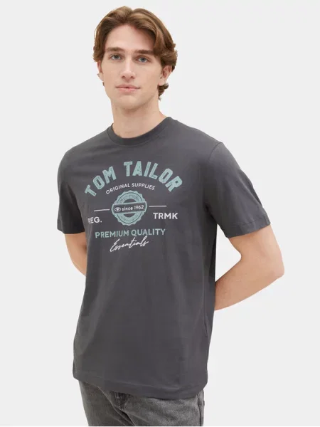 TOM TAILOR Majica tirkiz / svijetlosiva / tamo siva