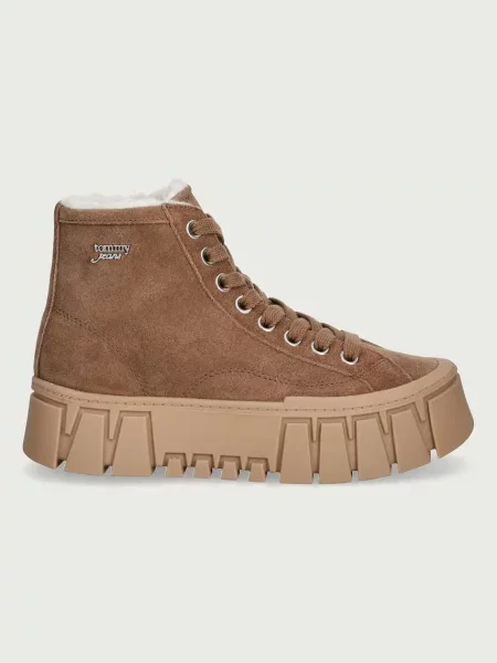 Tommy Jeans TJW PLATFORM SNEAKER MC WL sneakers γυναικεία σουέτ καφέ