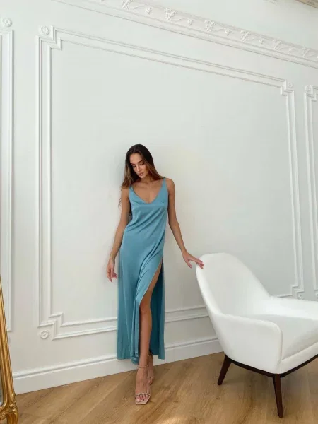 Шелковый сарафан Milirud голубой