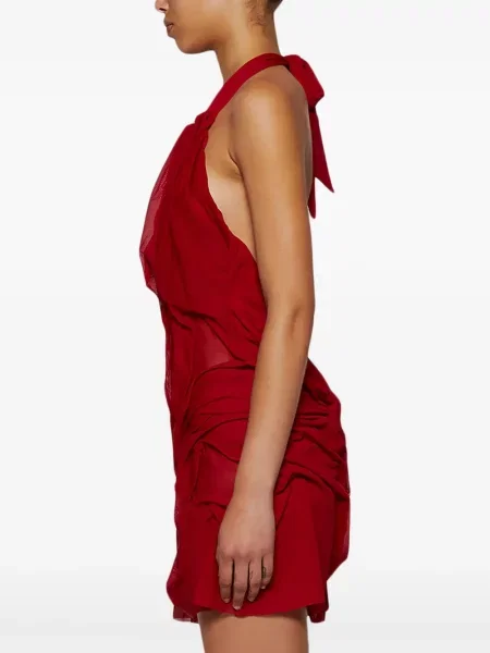 Rochie mini Di Petsa drapată cu gât halter roșu