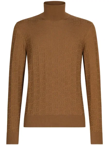 Pulover Dolce & Gabbana cu broderie tricotate maro